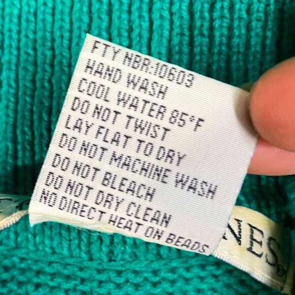 Vintage Victoria Jones Beaded Oversized Green Ramie Cotton Cowl Neck Sweater L - Picture 4 of 16